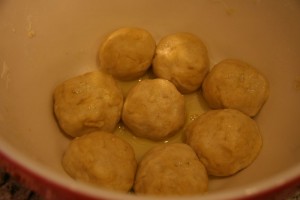 Form several round balls of dough