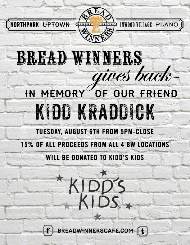 Bread Winners Dallas gives 15 percent of proceeds to non-profit Kidd's Kids