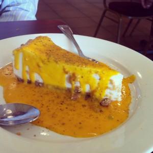 cheesecake with mango via dallasfoodnerd.com