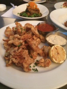 Crispy Calamari with a Crushed Tomato Sauce & Roasted Garlic Aioli